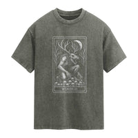 Wendigo Washed Cotton T-Shirt Tarot Card Horror Cryptid Occult Dark Fantasy