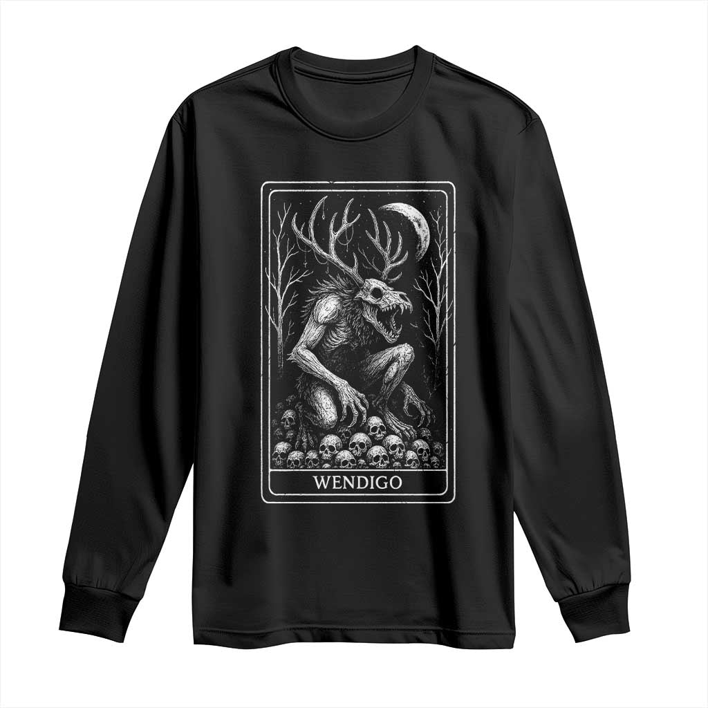 Wendigo Long Sleeve Shirt Tarot Card Horror Cryptid Occult Dark Fantasy - Wonder Print Shop