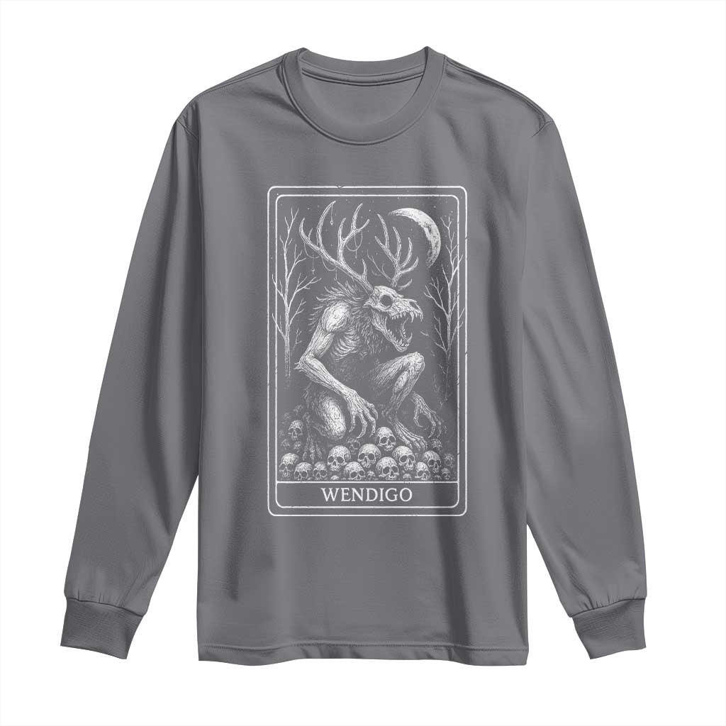 Wendigo Long Sleeve Shirt Tarot Card Horror Cryptid Occult Dark Fantasy - Wonder Print Shop