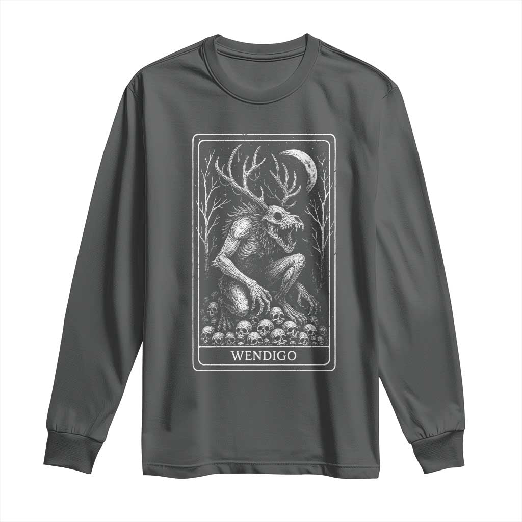 Wendigo Long Sleeve Shirt Tarot Card Horror Cryptid Occult Dark Fantasy - Wonder Print Shop