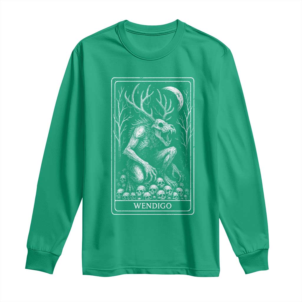 Wendigo Long Sleeve Shirt Tarot Card Horror Cryptid Occult Dark Fantasy - Wonder Print Shop
