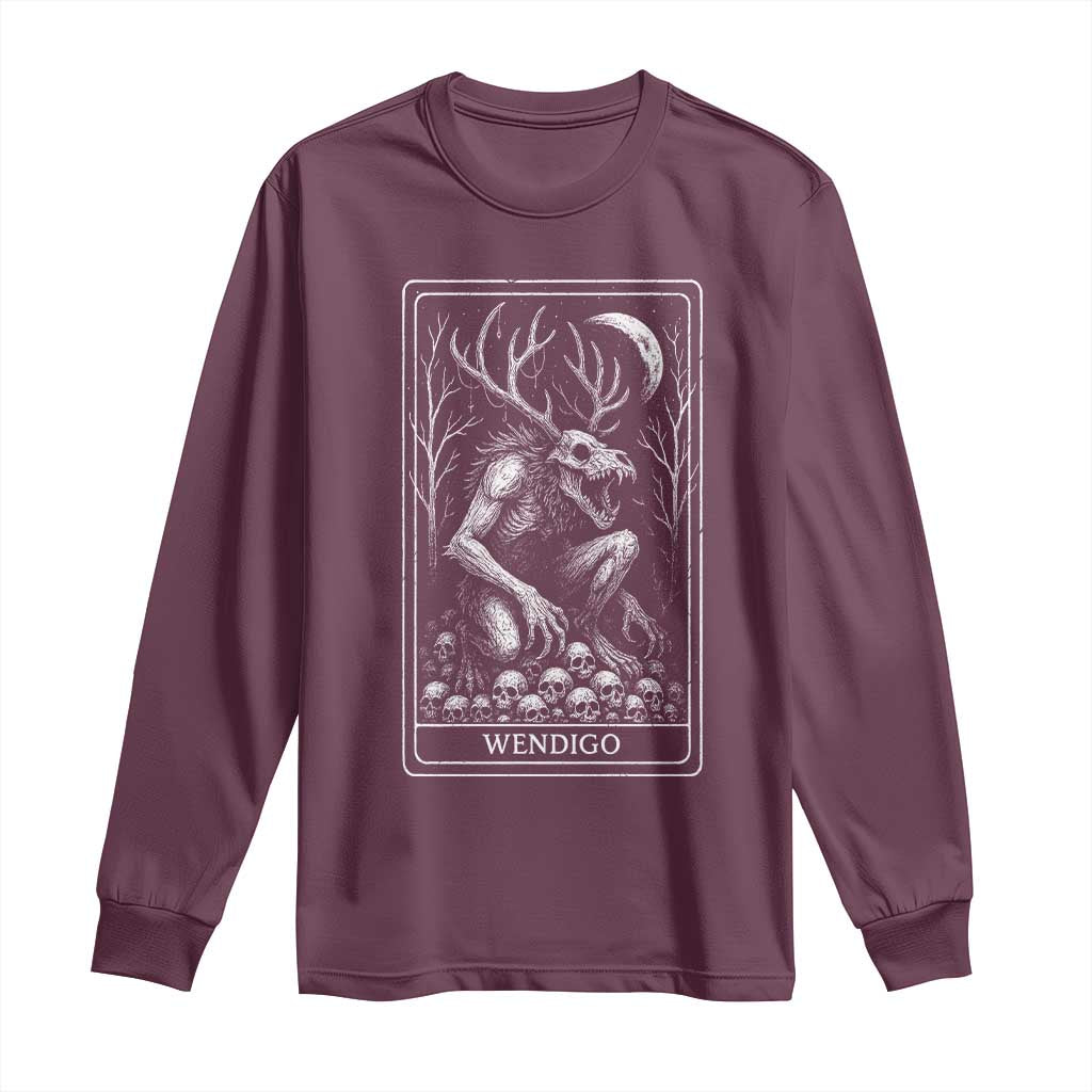 Wendigo Long Sleeve Shirt Tarot Card Horror Cryptid Occult Dark Fantasy - Wonder Print Shop