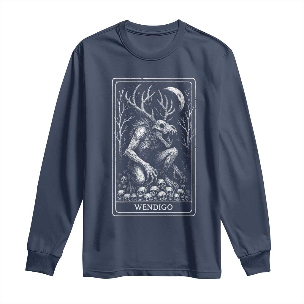 Wendigo Long Sleeve Shirt Tarot Card Horror Cryptid Occult Dark Fantasy - Wonder Print Shop