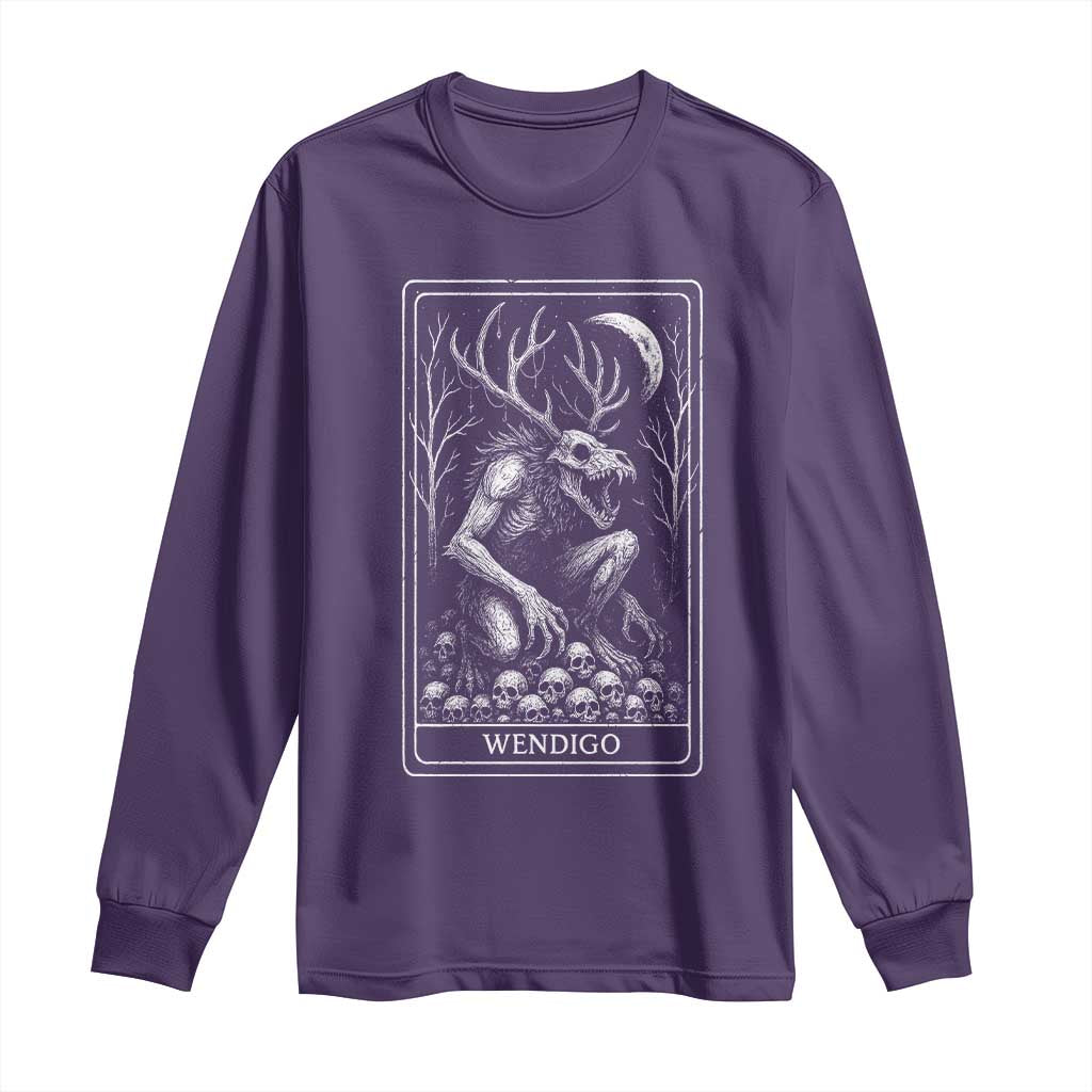 Wendigo Long Sleeve Shirt Tarot Card Horror Cryptid Occult Dark Fantasy - Wonder Print Shop