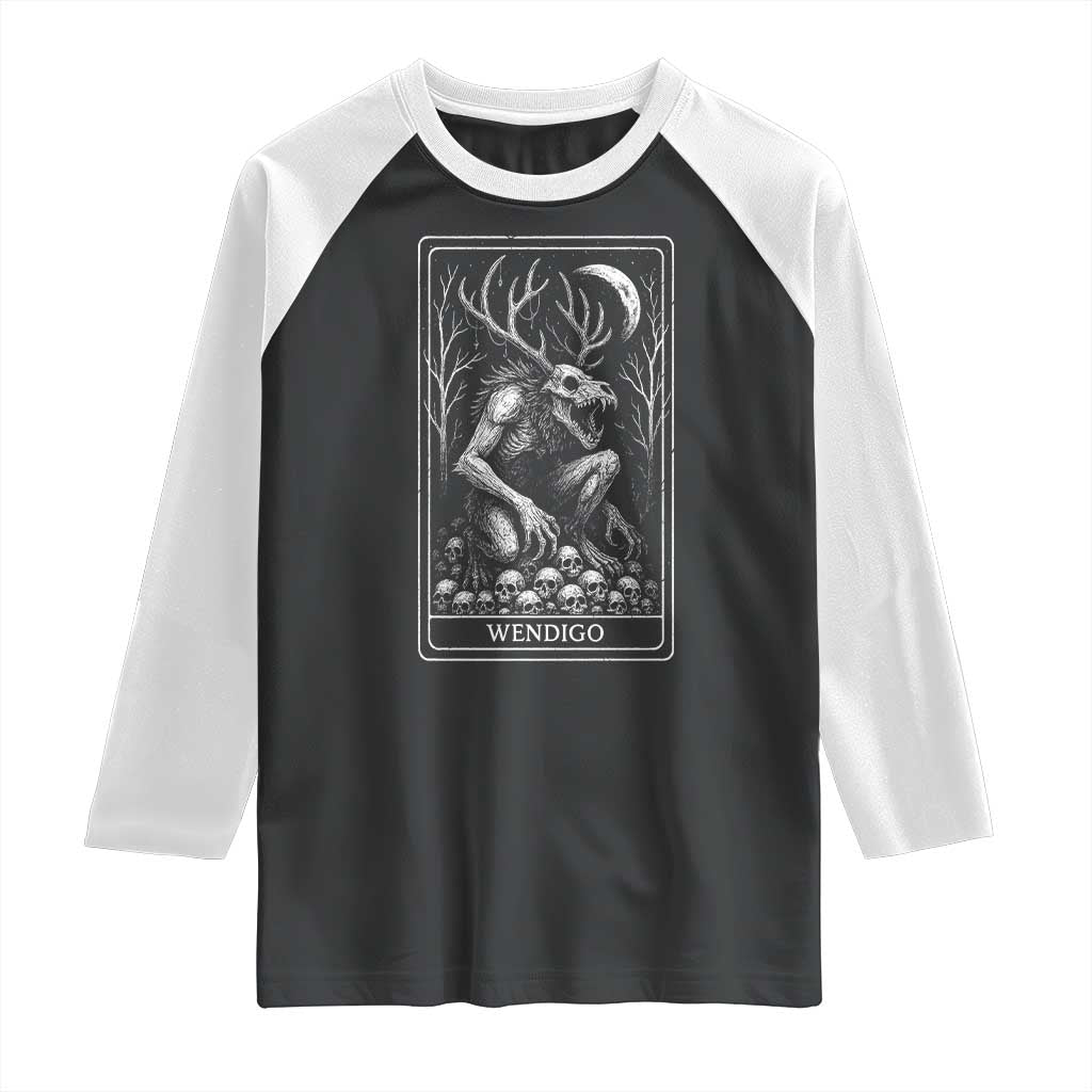 Wendigo Raglan Shirt Tarot Card Horror Cryptid Occult Dark Fantasy - Wonder Print Shop