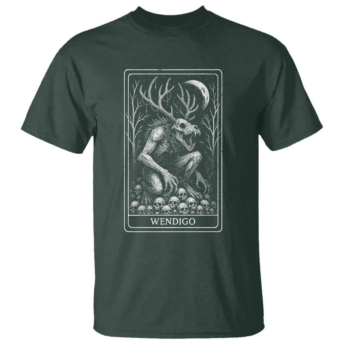 Wendigo T Shirt Tarot Card Horror Cryptid Occult Dark Fantasy - Wonder Print Shop