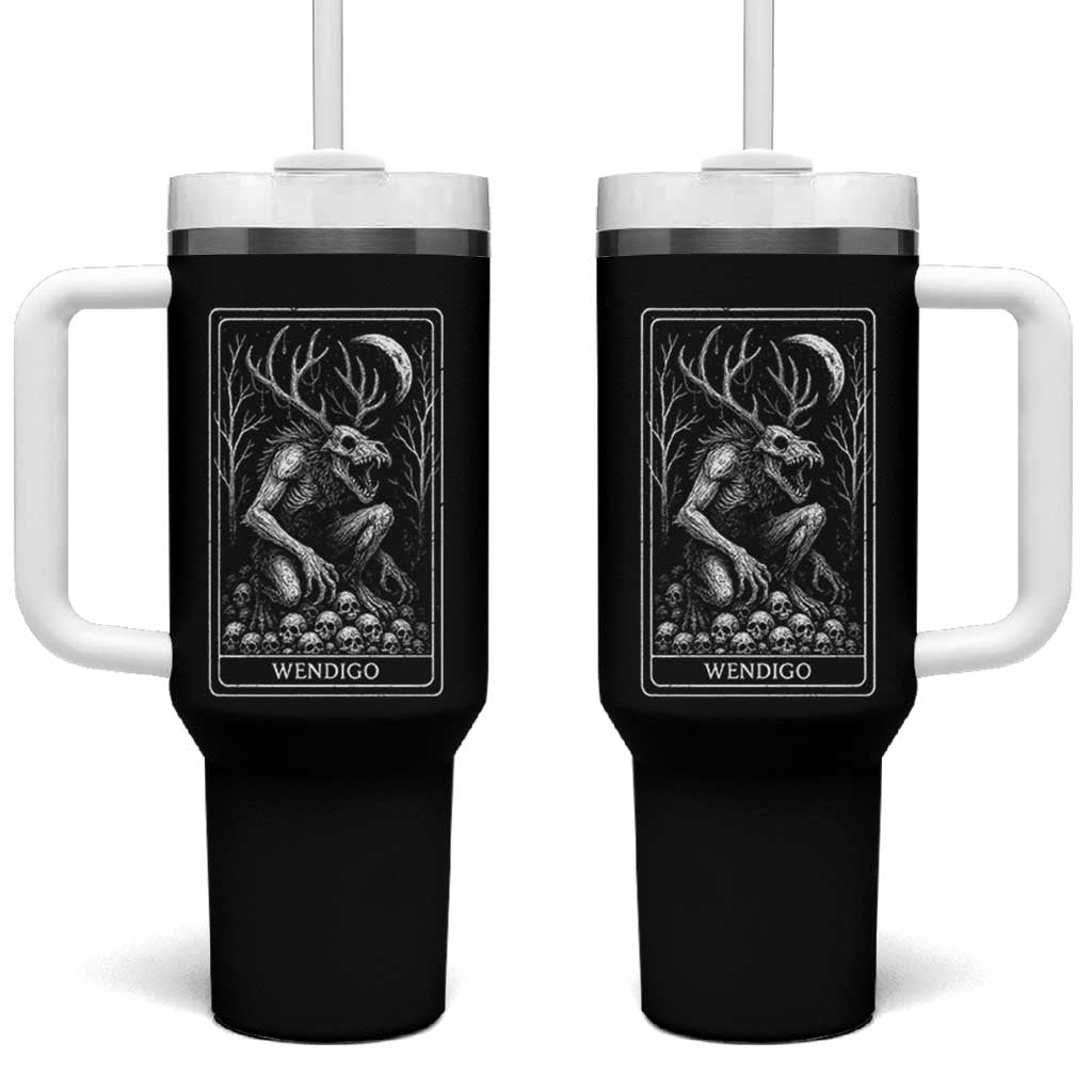 Wendigo Tumbler With Handle Tarot Card Horror Cryptid Occult Dark Fantasy - Wonder Print Shop