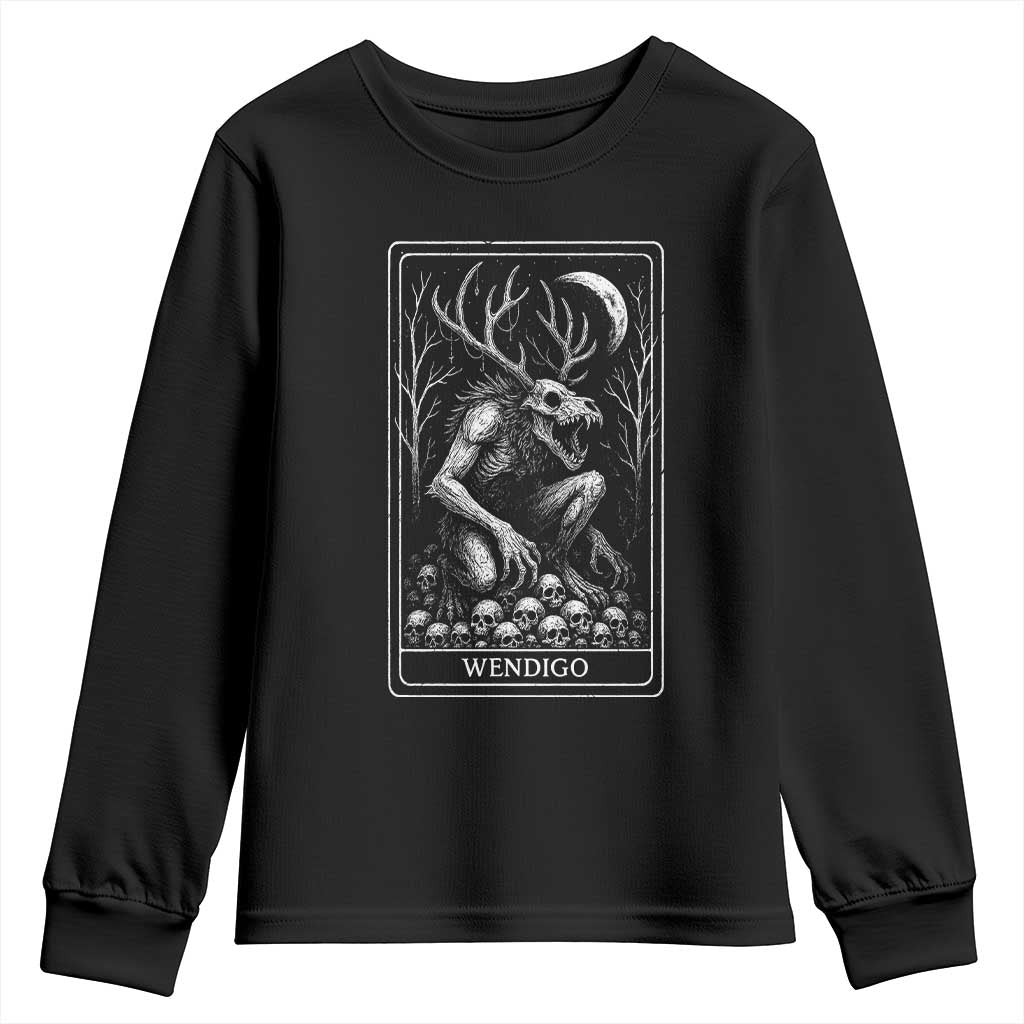 Wendigo Youth Sweatshirt Tarot Card Horror Cryptid Occult Dark Fantasy - Wonder Print Shop