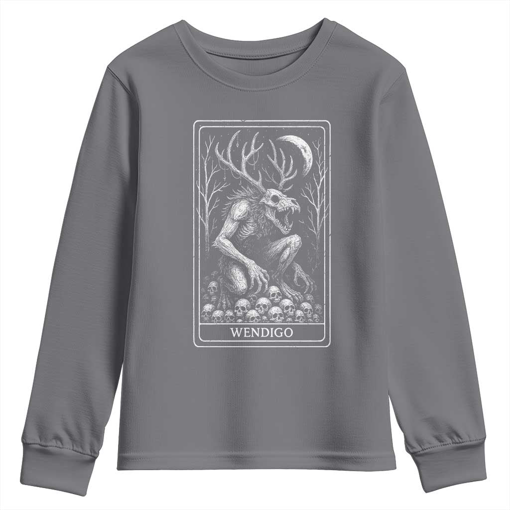 Wendigo Youth Sweatshirt Tarot Card Horror Cryptid Occult Dark Fantasy - Wonder Print Shop