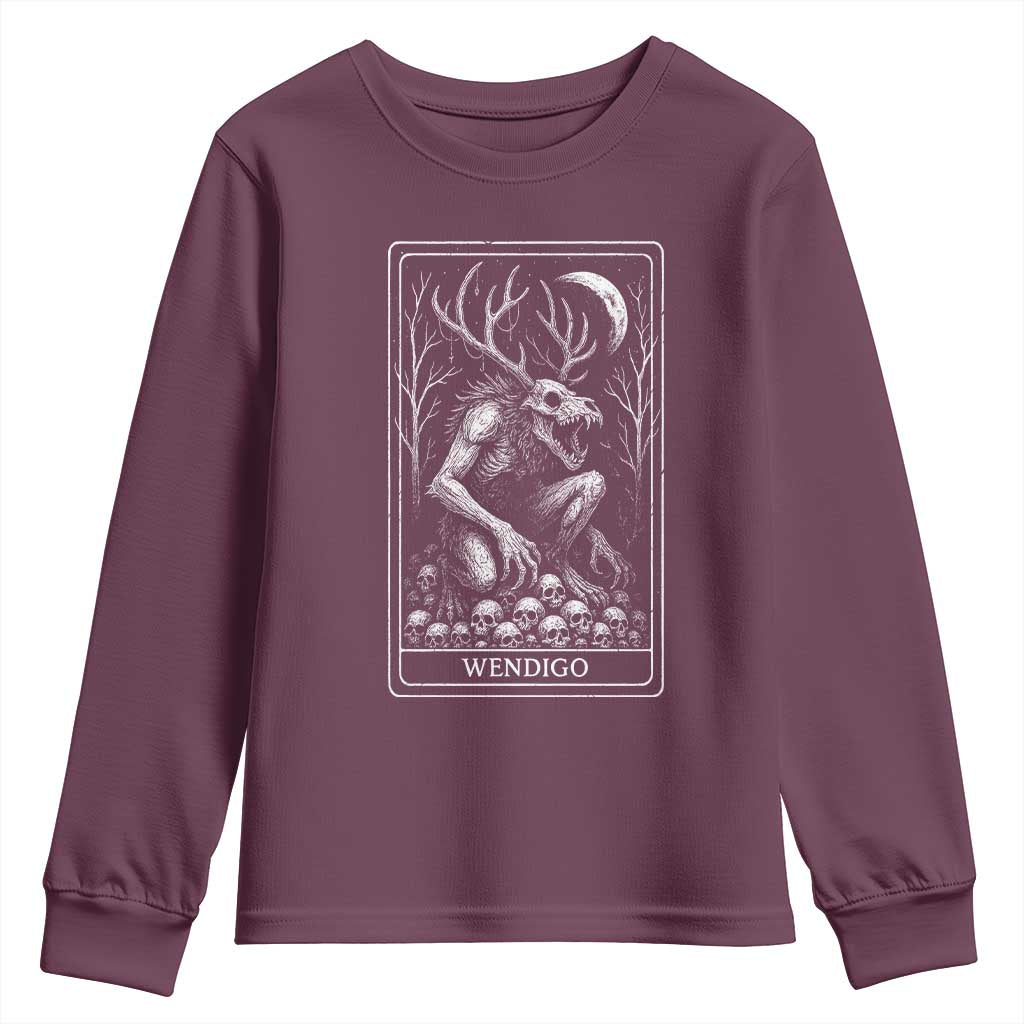 Wendigo Youth Sweatshirt Tarot Card Horror Cryptid Occult Dark Fantasy - Wonder Print Shop
