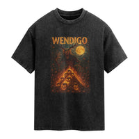 Wendigo Washed Cotton T-Shirt Halloween Cryptid Horror Mythical Creature
