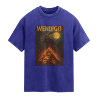 Wendigo Washed Cotton T-Shirt Halloween Cryptid Horror Mythical Creature