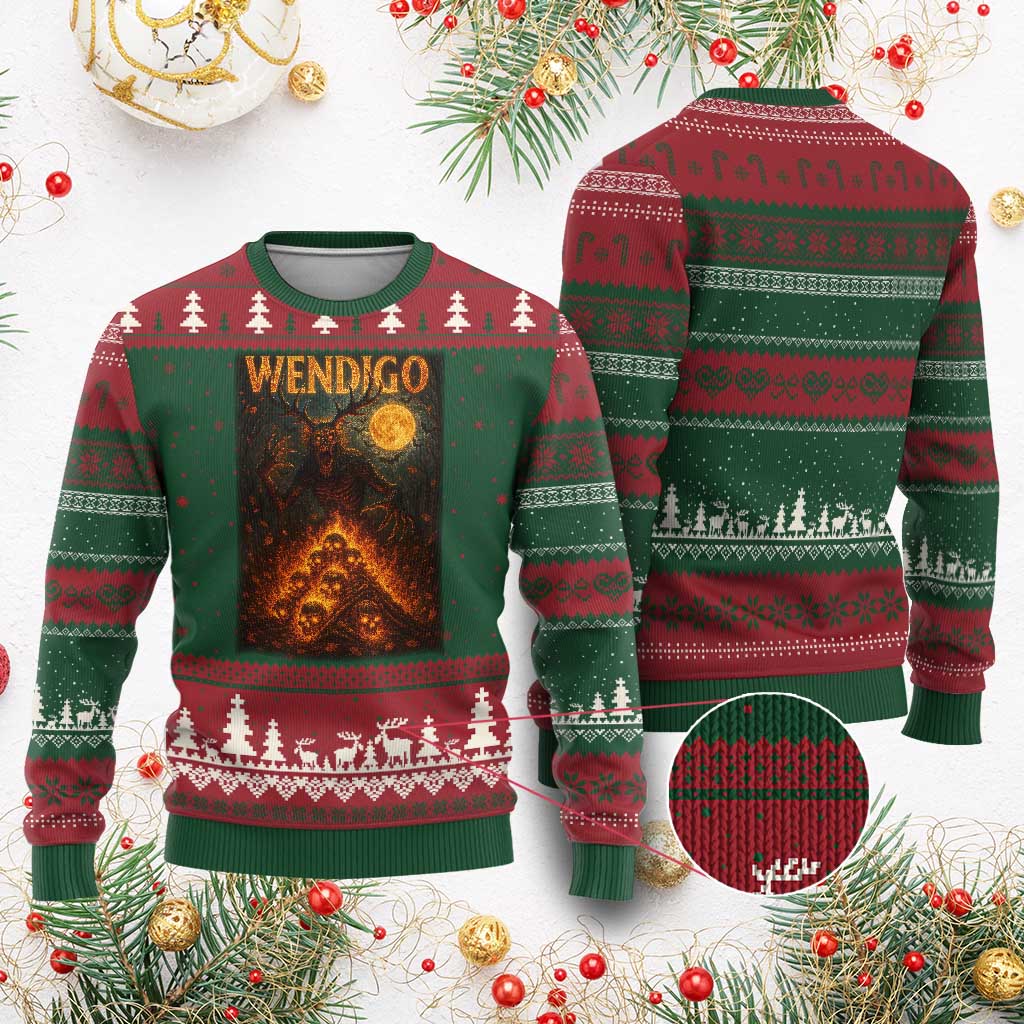 Wendigo Ugly Christmas Sweater Halloween Cryptid Horror Mythical Creature - Wonder Print Shop