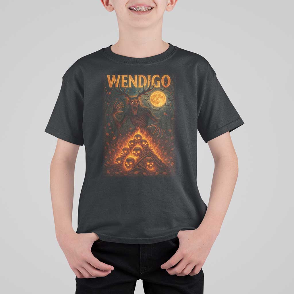 Wendigo T Shirt For Kid Halloween Cryptid Horror Mythical Creature - Wonder Print Shop