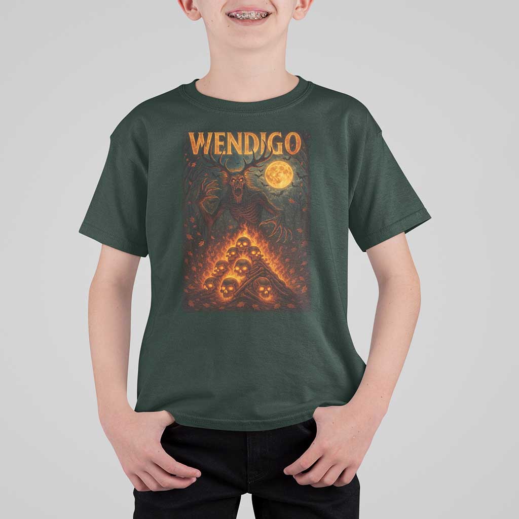Wendigo T Shirt For Kid Halloween Cryptid Horror Mythical Creature - Wonder Print Shop
