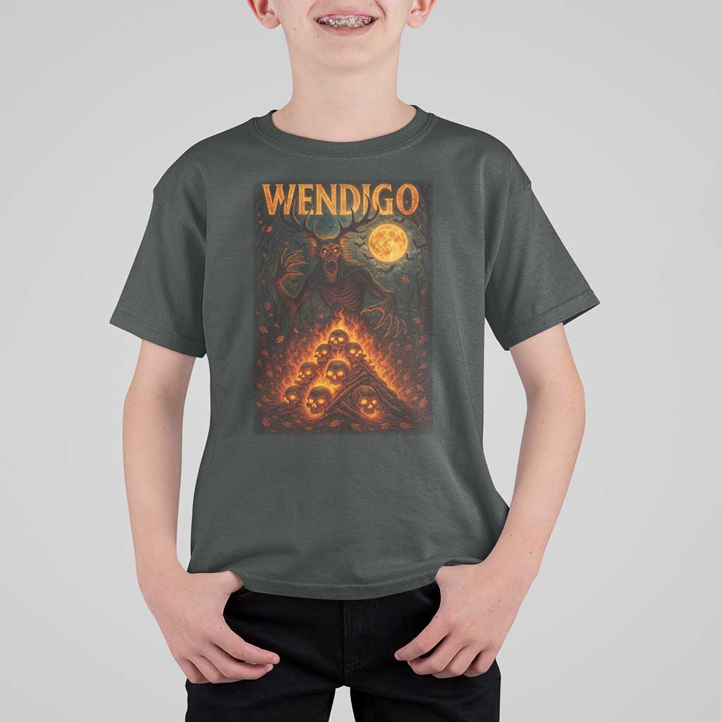 Wendigo T Shirt For Kid Halloween Cryptid Horror Mythical Creature - Wonder Print Shop