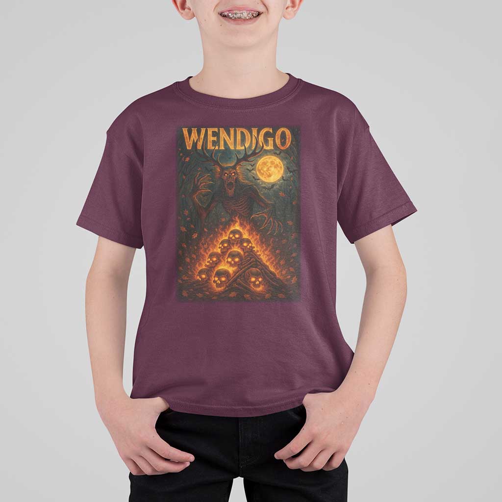 Wendigo T Shirt For Kid Halloween Cryptid Horror Mythical Creature - Wonder Print Shop