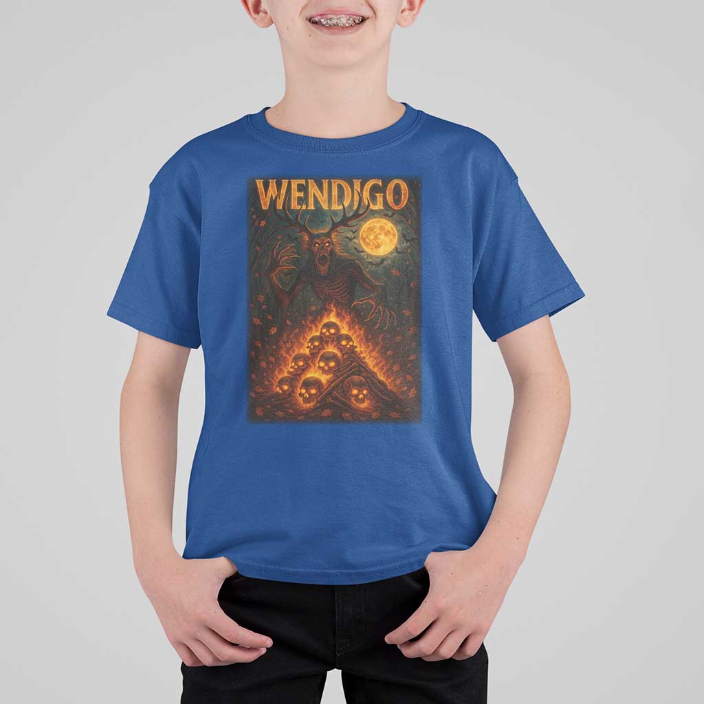 Wendigo T Shirt For Kid Halloween Cryptid Horror Mythical Creature - Wonder Print Shop