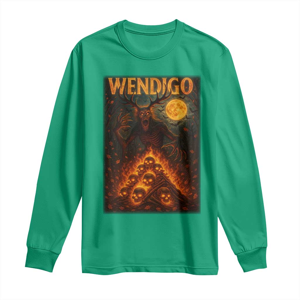 Wendigo Long Sleeve Shirt Halloween Cryptid Horror Mythical Creature - Wonder Print Shop