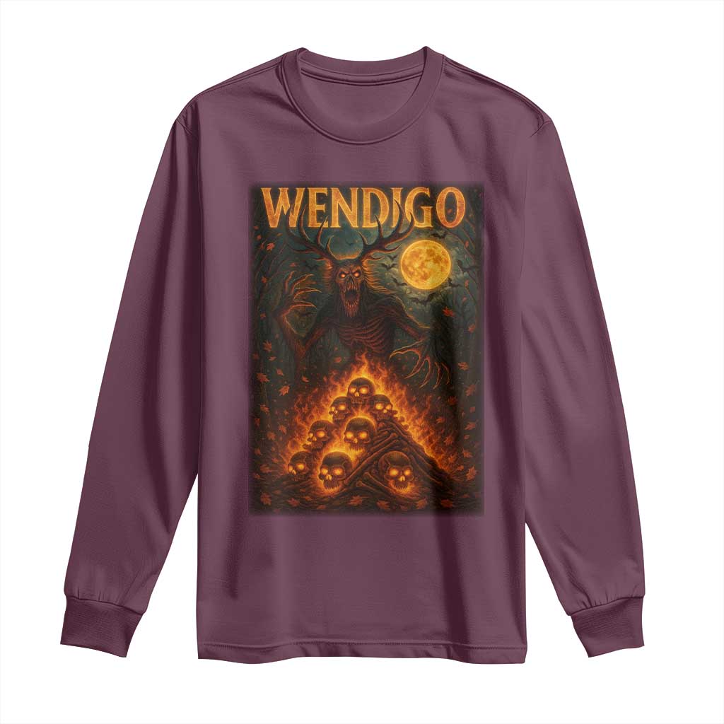 Wendigo Long Sleeve Shirt Halloween Cryptid Horror Mythical Creature - Wonder Print Shop