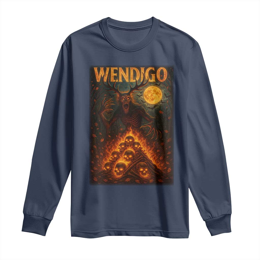 Wendigo Long Sleeve Shirt Halloween Cryptid Horror Mythical Creature - Wonder Print Shop