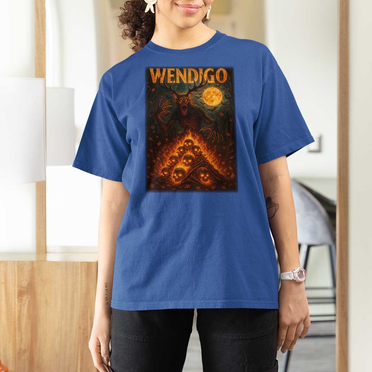 Wendigo T Shirt For Women Halloween Cryptid Horror Mythical Creature - Wonder Print Shop