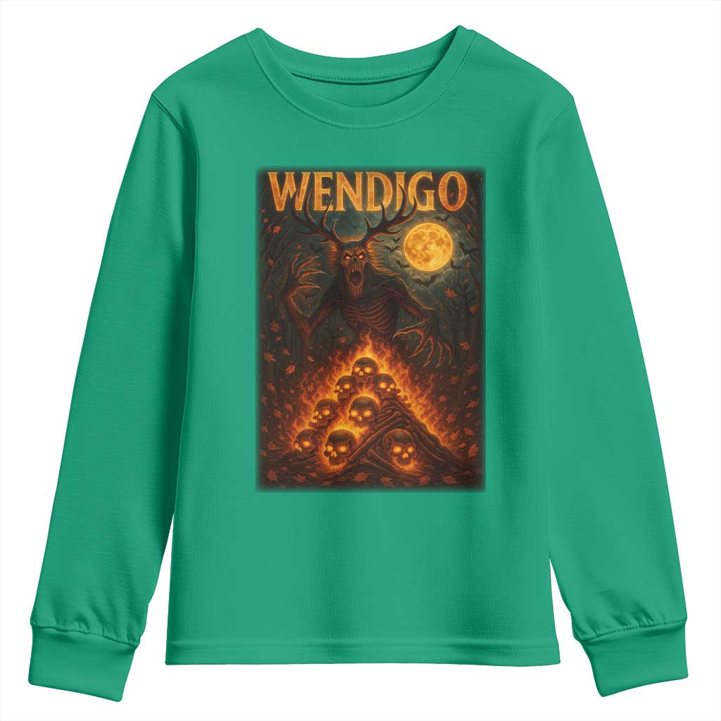 Wendigo Youth Sweatshirt Halloween Cryptid Horror Mythical Creature - Wonder Print Shop