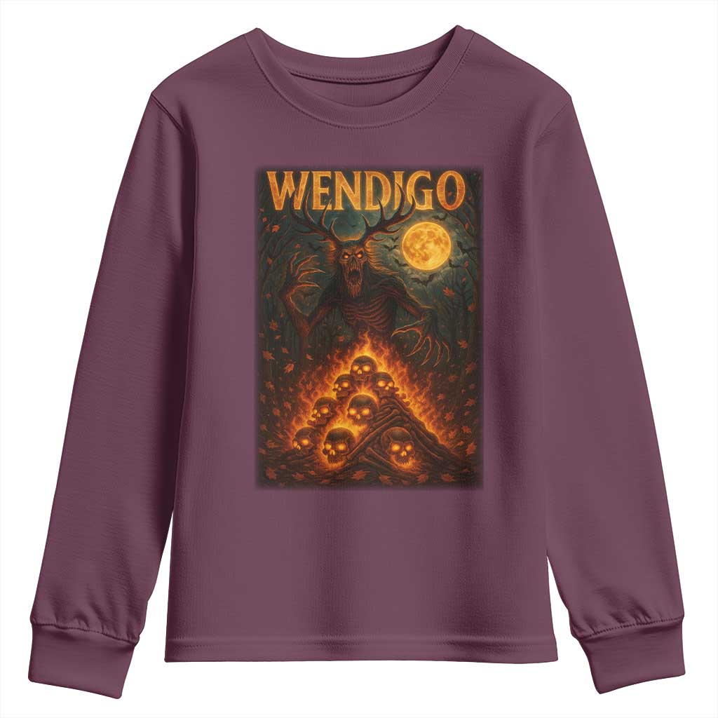 Wendigo Youth Sweatshirt Halloween Cryptid Horror Mythical Creature - Wonder Print Shop