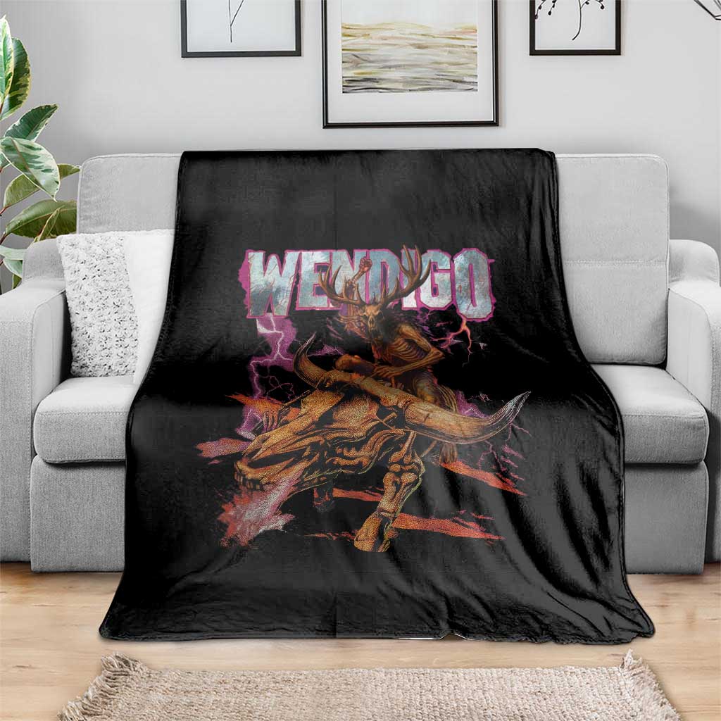 Wendigo Throw Blanket Riding Skeleton Cryptid Occult Dark Fantasy - Wonder Print Shop