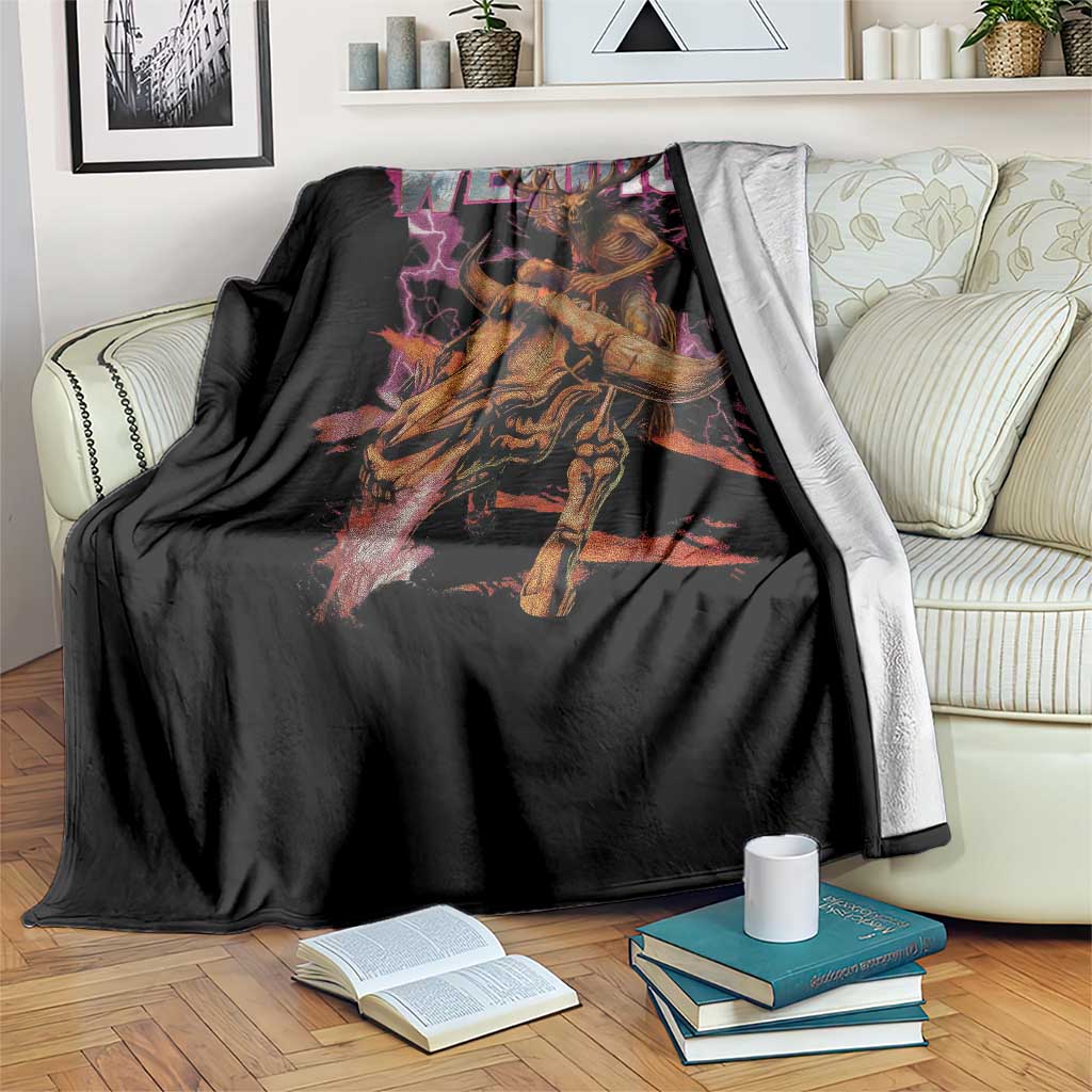 Wendigo Throw Blanket Riding Skeleton Cryptid Occult Dark Fantasy - Wonder Print Shop