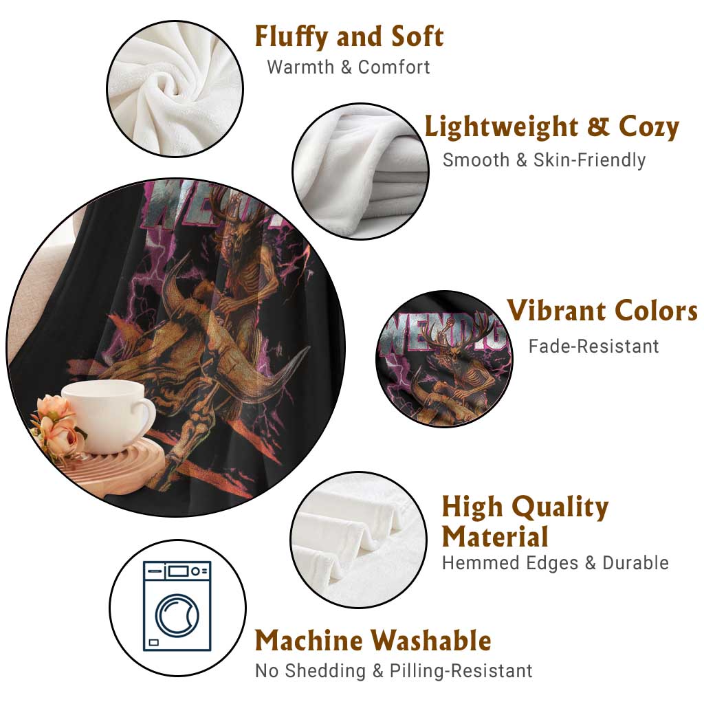 Wendigo Throw Blanket Riding Skeleton Cryptid Occult Dark Fantasy - Wonder Print Shop