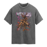 Wendigo Washed Cotton T-Shirt Riding Skeleton Cryptid Occult Dark Fantasy