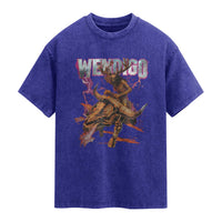 Wendigo Washed Cotton T-Shirt Riding Skeleton Cryptid Occult Dark Fantasy