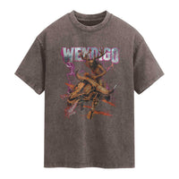 Wendigo Washed Cotton T-Shirt Riding Skeleton Cryptid Occult Dark Fantasy