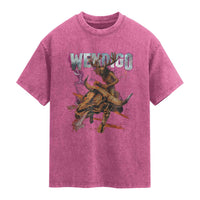 Wendigo Washed Cotton T-Shirt Riding Skeleton Cryptid Occult Dark Fantasy