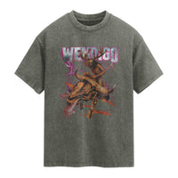 Wendigo Washed Cotton T-Shirt Riding Skeleton Cryptid Occult Dark Fantasy