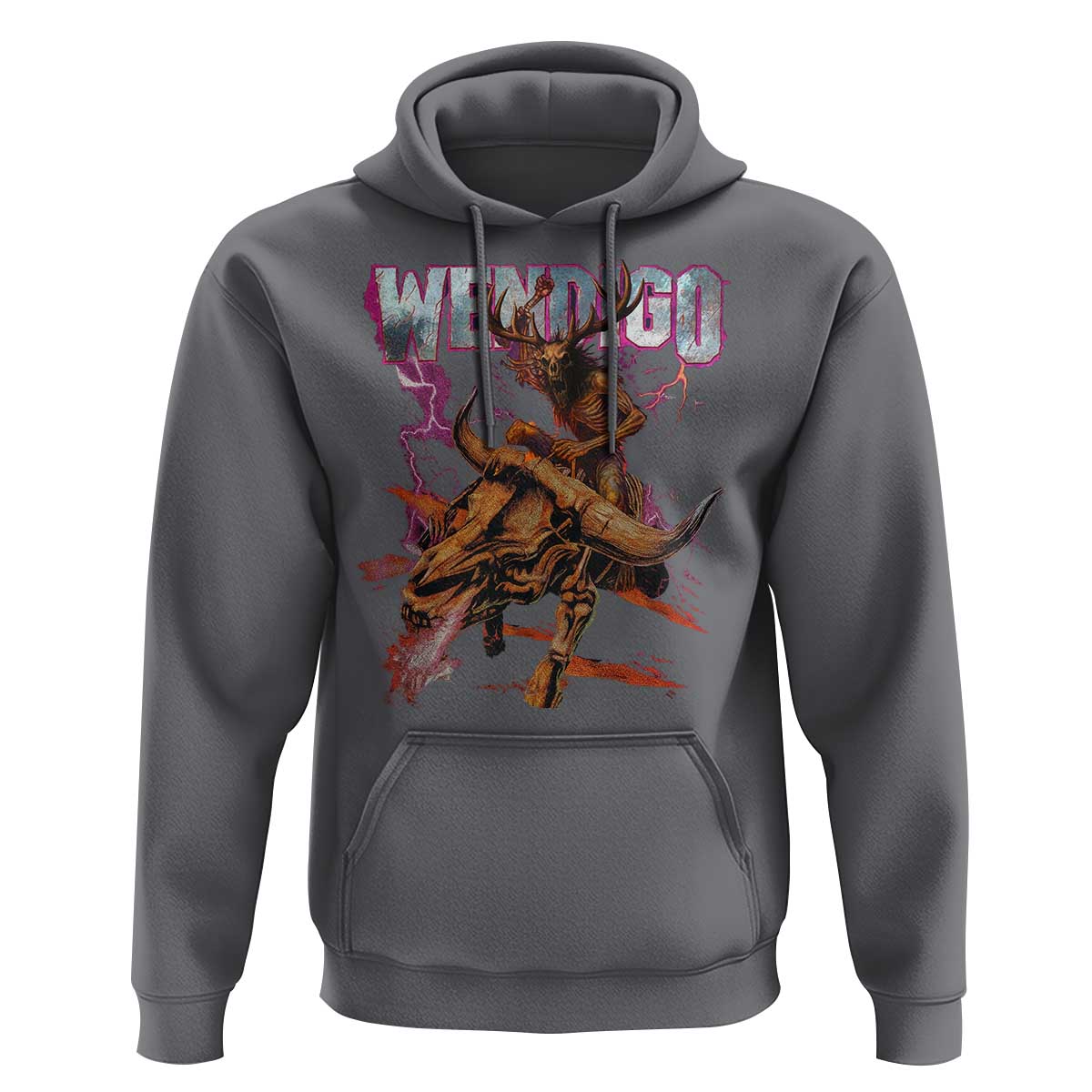 Wendigo Hoodie Riding Skeleton Cryptid Occult Dark Fantasy - Wonder Print Shop