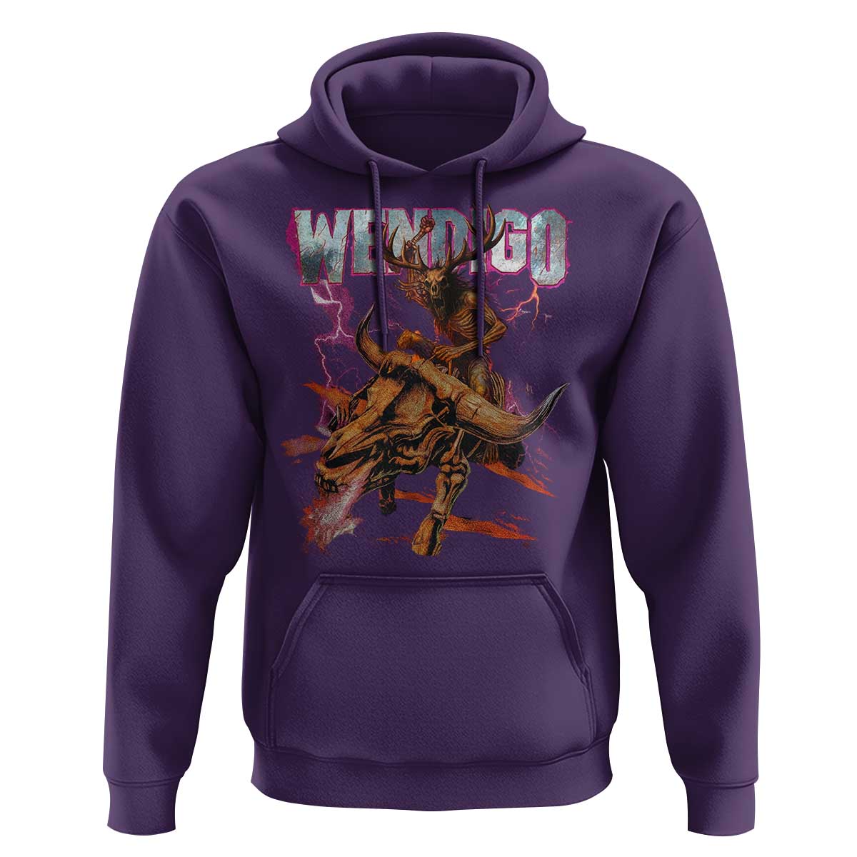 Wendigo Hoodie Riding Skeleton Cryptid Occult Dark Fantasy - Wonder Print Shop