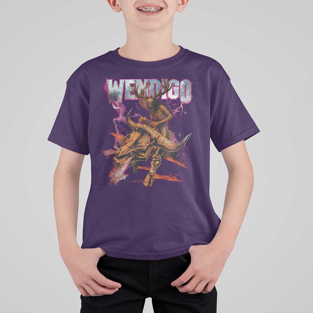 Wendigo T Shirt For Kid Riding Skeleton Cryptid Occult Dark Fantasy - Wonder Print Shop