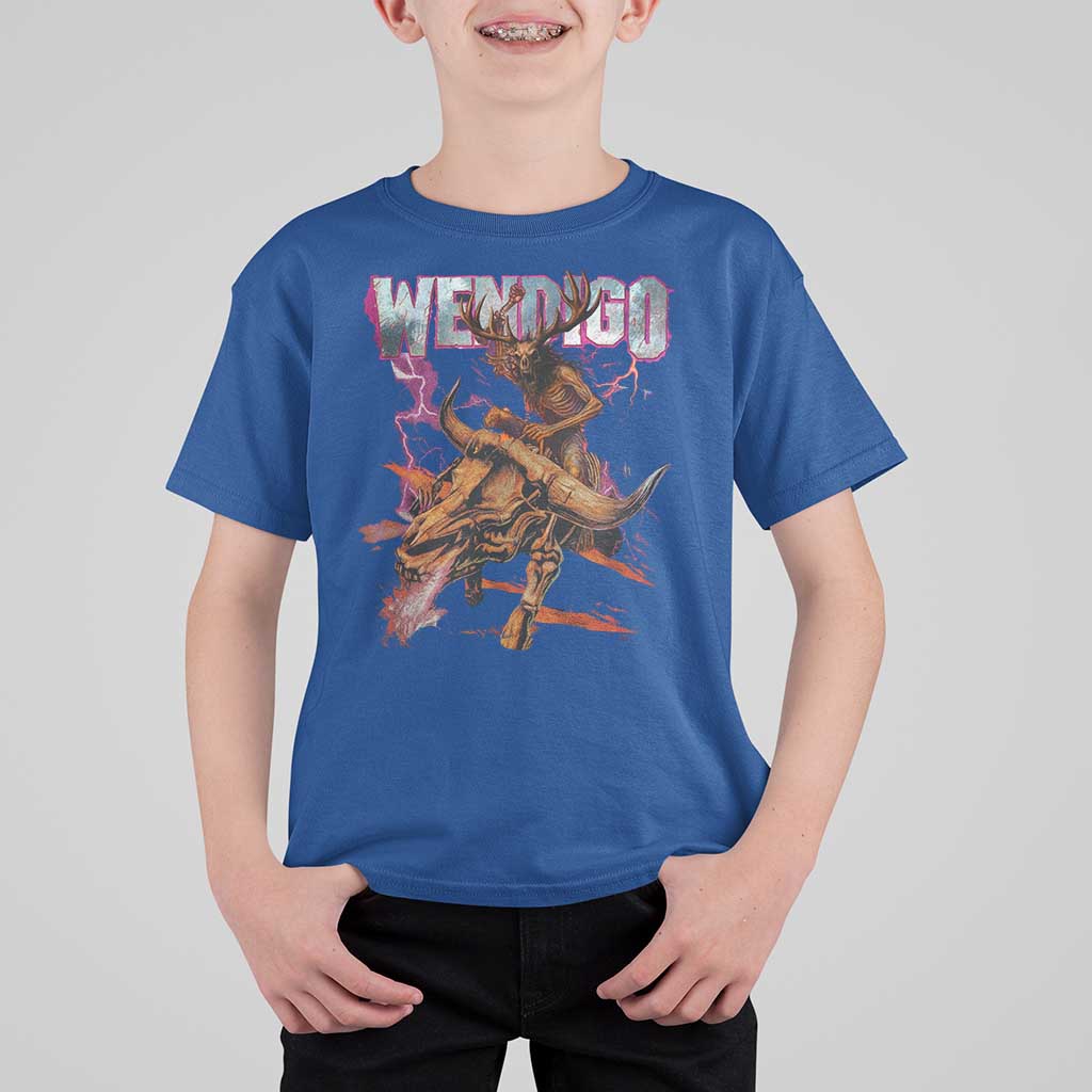 Wendigo T Shirt For Kid Riding Skeleton Cryptid Occult Dark Fantasy - Wonder Print Shop