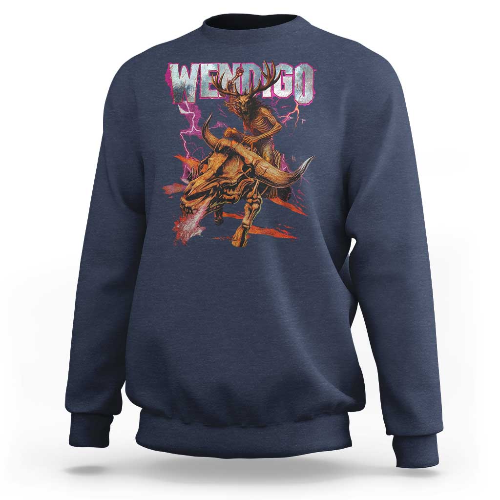 Wendigo Sweatshirt Riding Skeleton Cryptid Occult Dark Fantasy - Wonder Print Shop