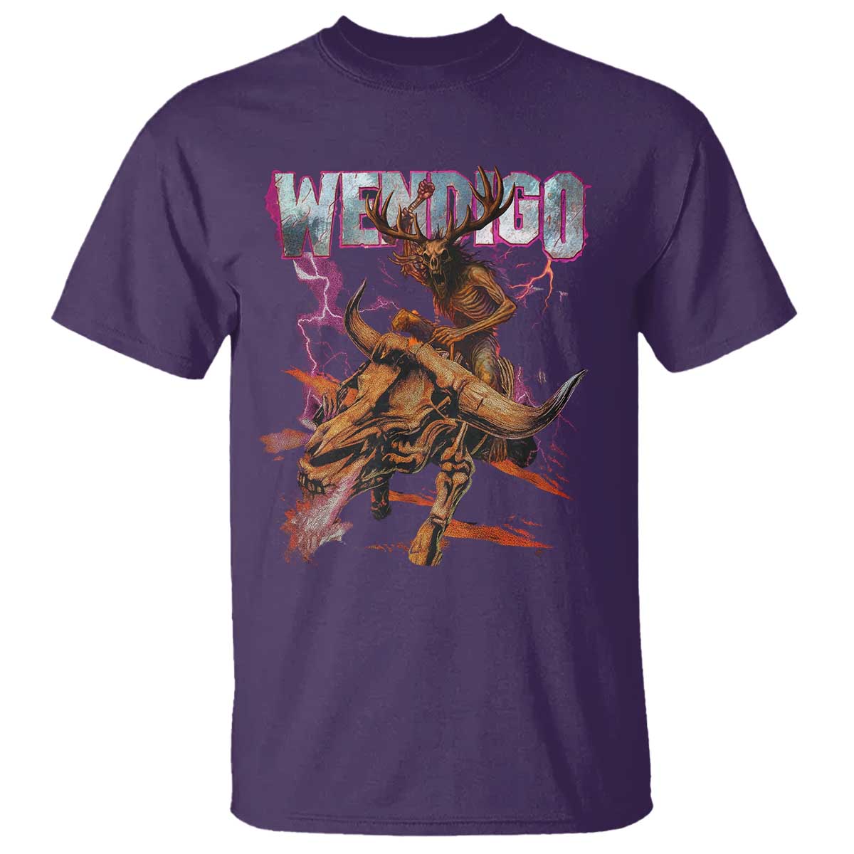 Wendigo T Shirt Riding Skeleton Cryptid Occult Dark Fantasy - Wonder Print Shop