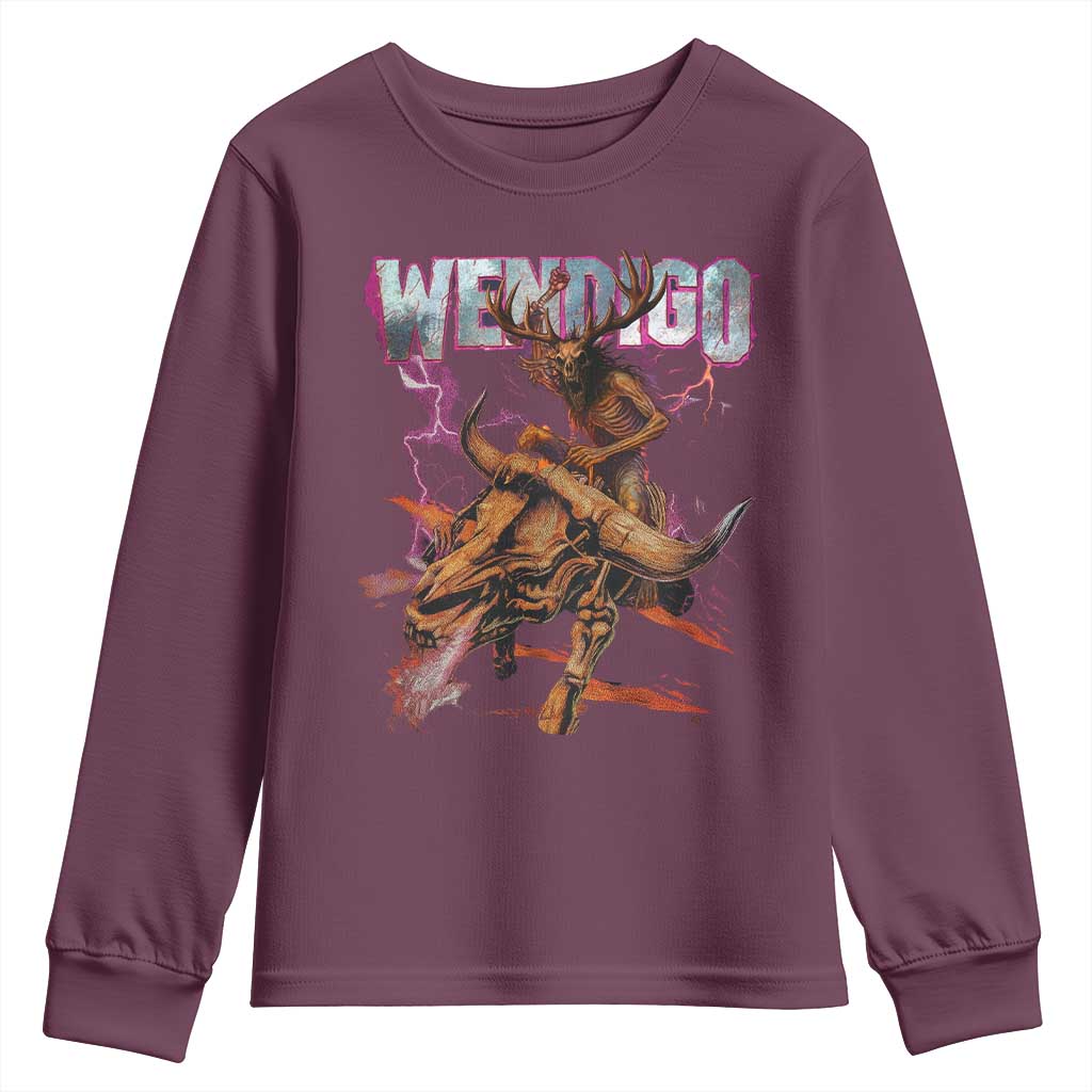 Wendigo Youth Sweatshirt Riding Skeleton Cryptid Occult Dark Fantasy - Wonder Print Shop
