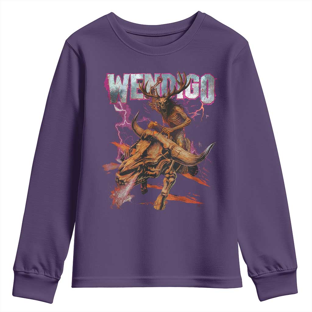Wendigo Youth Sweatshirt Riding Skeleton Cryptid Occult Dark Fantasy - Wonder Print Shop