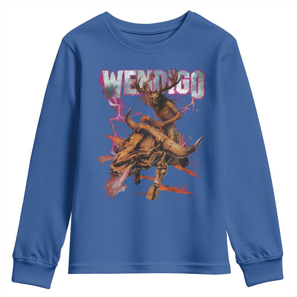 Wendigo Youth Sweatshirt Riding Skeleton Cryptid Occult Dark Fantasy - Wonder Print Shop