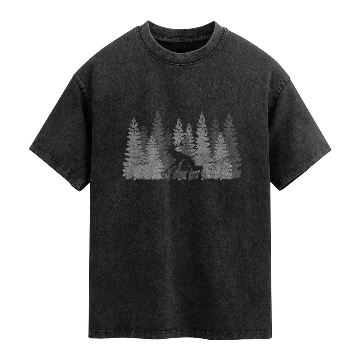 Wendigo Washed Cotton T-Shirt Mountain Trees Cryptid Occult Dark Fantasy
