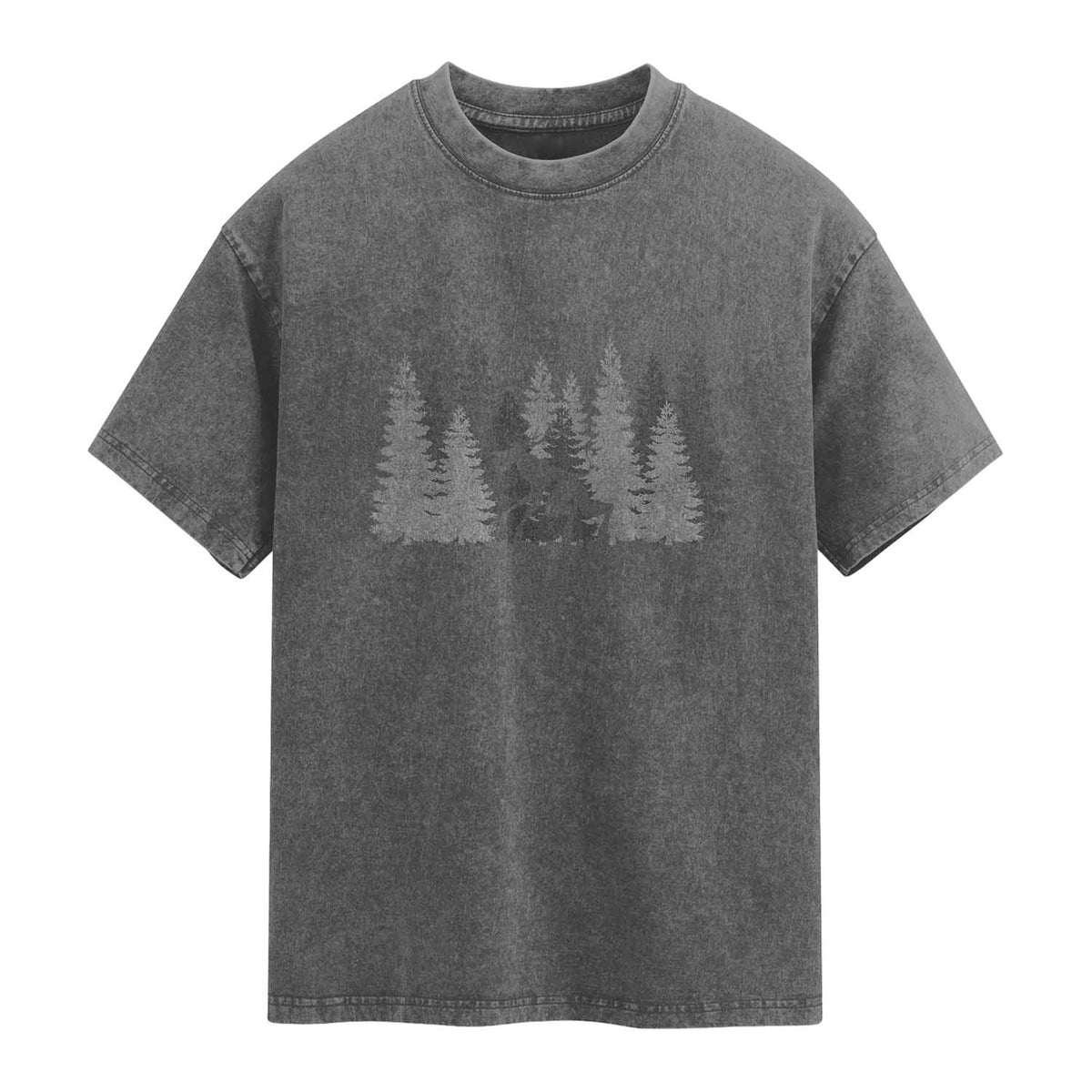 Wendigo Washed Cotton T-Shirt Mountain Trees Cryptid Occult Dark Fantasy