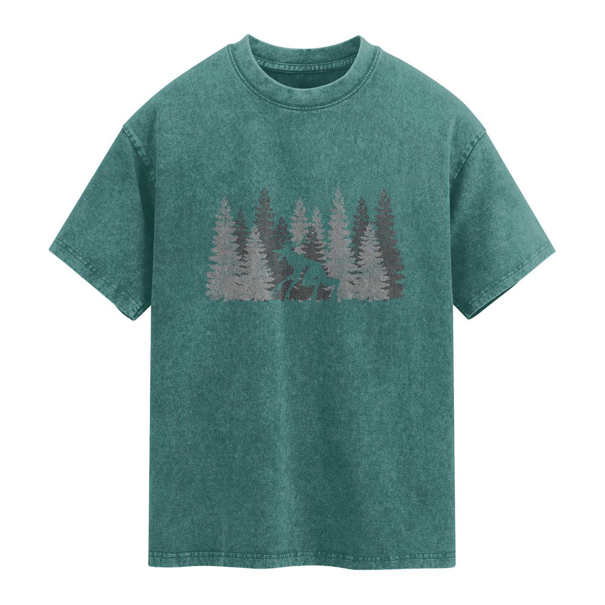 Wendigo Washed Cotton T-Shirt Mountain Trees Cryptid Occult Dark Fantasy