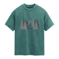 Wendigo Washed Cotton T-Shirt Mountain Trees Cryptid Occult Dark Fantasy