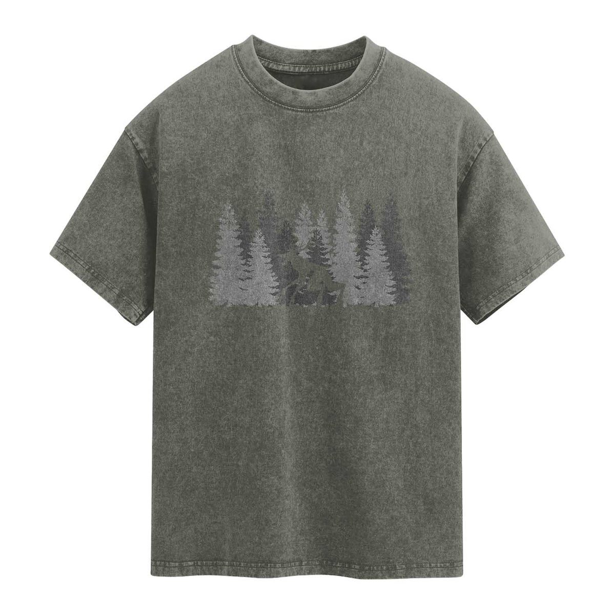 Wendigo Washed Cotton T-Shirt Mountain Trees Cryptid Occult Dark Fantasy